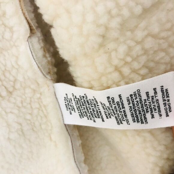 AVEC LES FILLES Colorblock Faux Shearling Snap Button Jacket Coat Tan Size Large - Picture 9 of 16